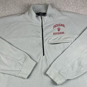 VTG Indiana University Hoosiers Pullover Mens XL 1/4 Zip Gray Embroidered NCAA